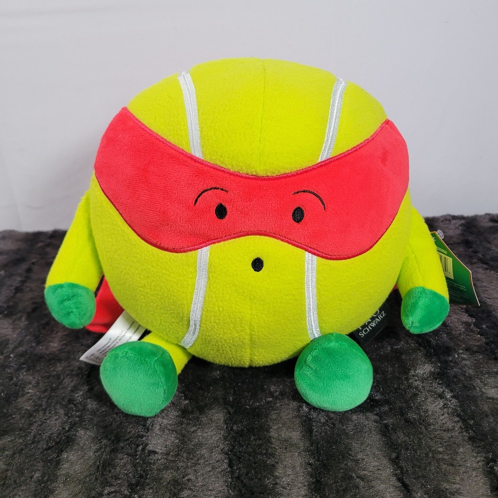 FAO Schwarz Heroes of the Game Tennis Ball Superhero Plush Red Cape Mask 8in